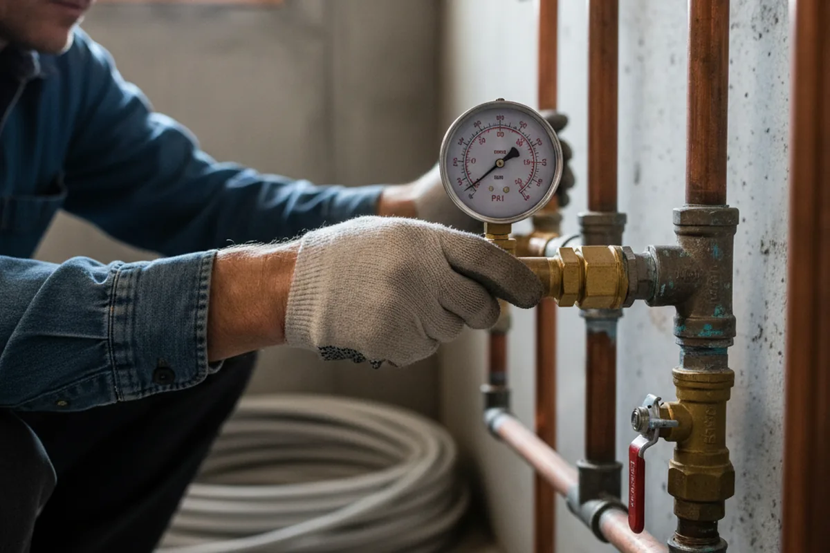 Pressure testing a repaired line during Water Line Repair in North Bergen